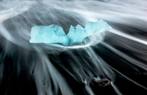 A stranded iceberg on the beach near Jokulsarlon